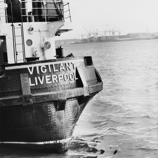 Black and white photo-Stern of a boat-Liverpool XIX,