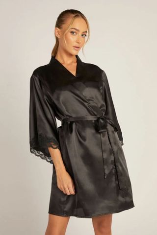 best dressing goens short black silky gown
