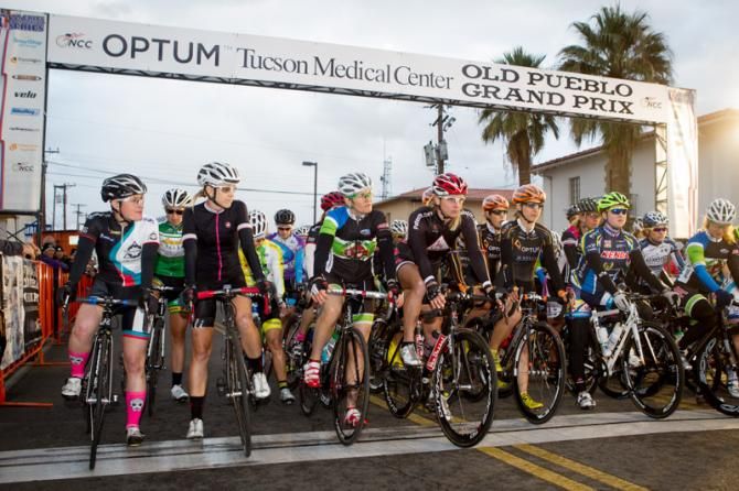The elite women's field awaits the start of the Old Pueblo Grand Prix.