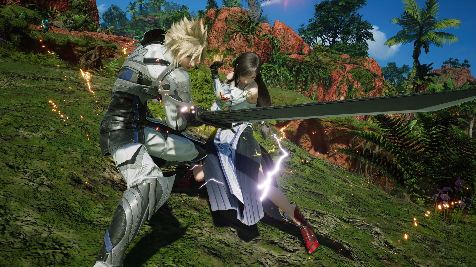 Cloud and Tifa prepare for battle in Final Fantasy 7 Revelation