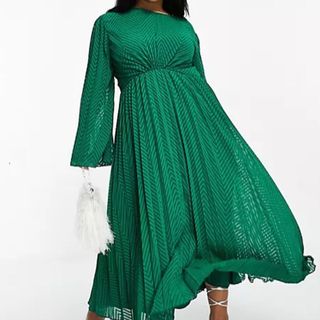 green chevron maxi dress