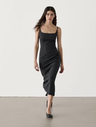 Fitted Midi Dress With Adjustable Straps