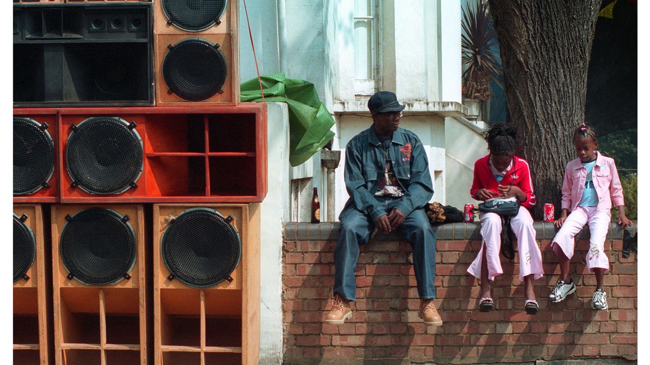 A soundsystem at Notting Hill Carnival, image from ‘Beyond the Bassline: 500 years of Black British Music’ exhibition