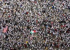 A protest in support of immigration in California. 