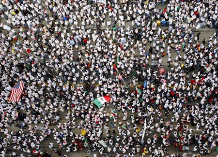 A protest in support of immigration in California. 