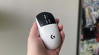 Logitech G Pro X2 Superstrike in a hand