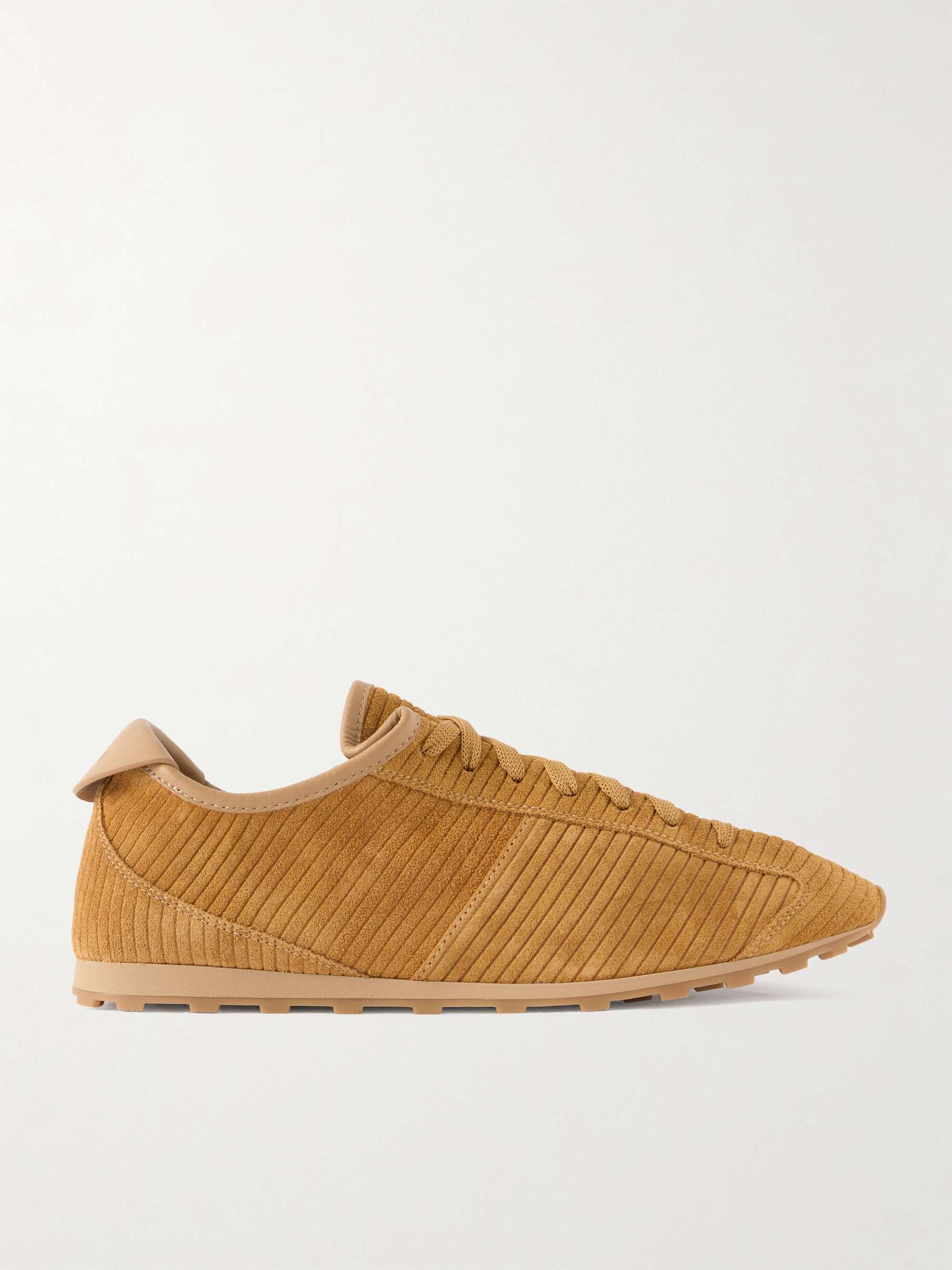 Les Tennis Leather-Trimmed Ribbed Suede Sneakers