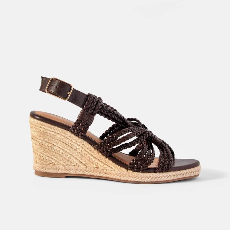 Susie Brown Leather Rope Wedge Heels
