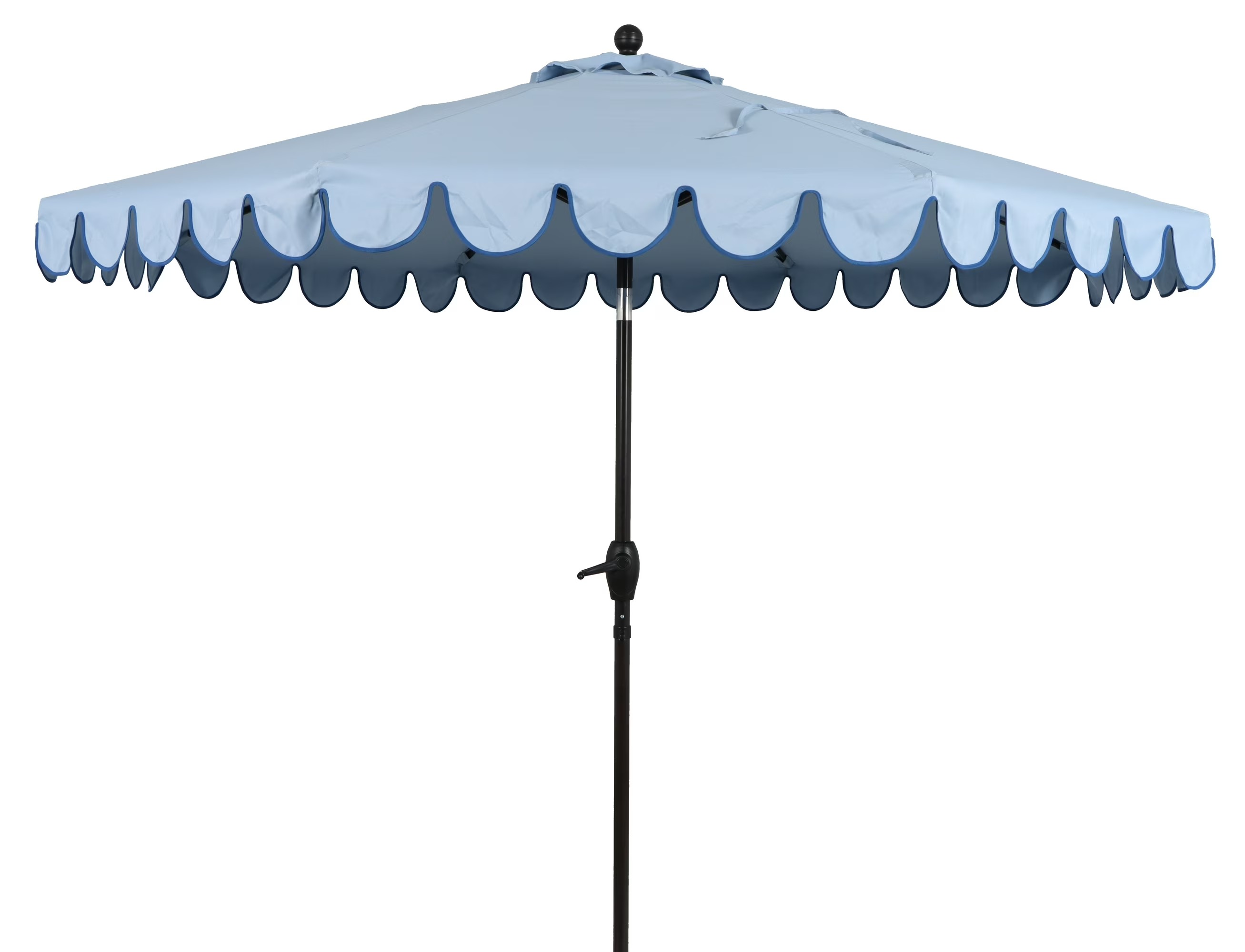 Better Homes &amp;amp; Gardens Premium 9' Blue Scallop Round Market Patio Umbrella, Crank Lift, 3-Angle Tilt