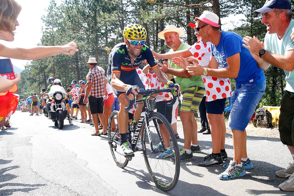 Alejandro Valverde in action during stage 14.