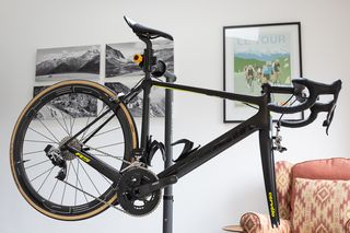 Bike frame in a workstand