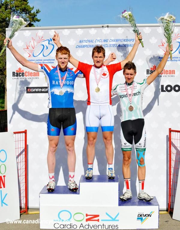 The U23 men's podium (l-r):Jesse Reams, Arnaud Papillon and David Boily.