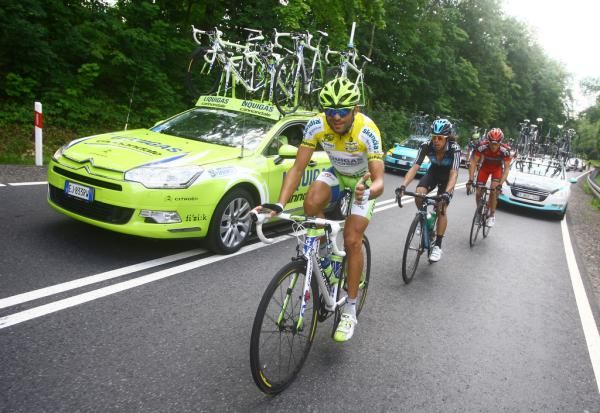 Race leader Moreno Moser (Liquigas-Cannondale) gives the thumbs up