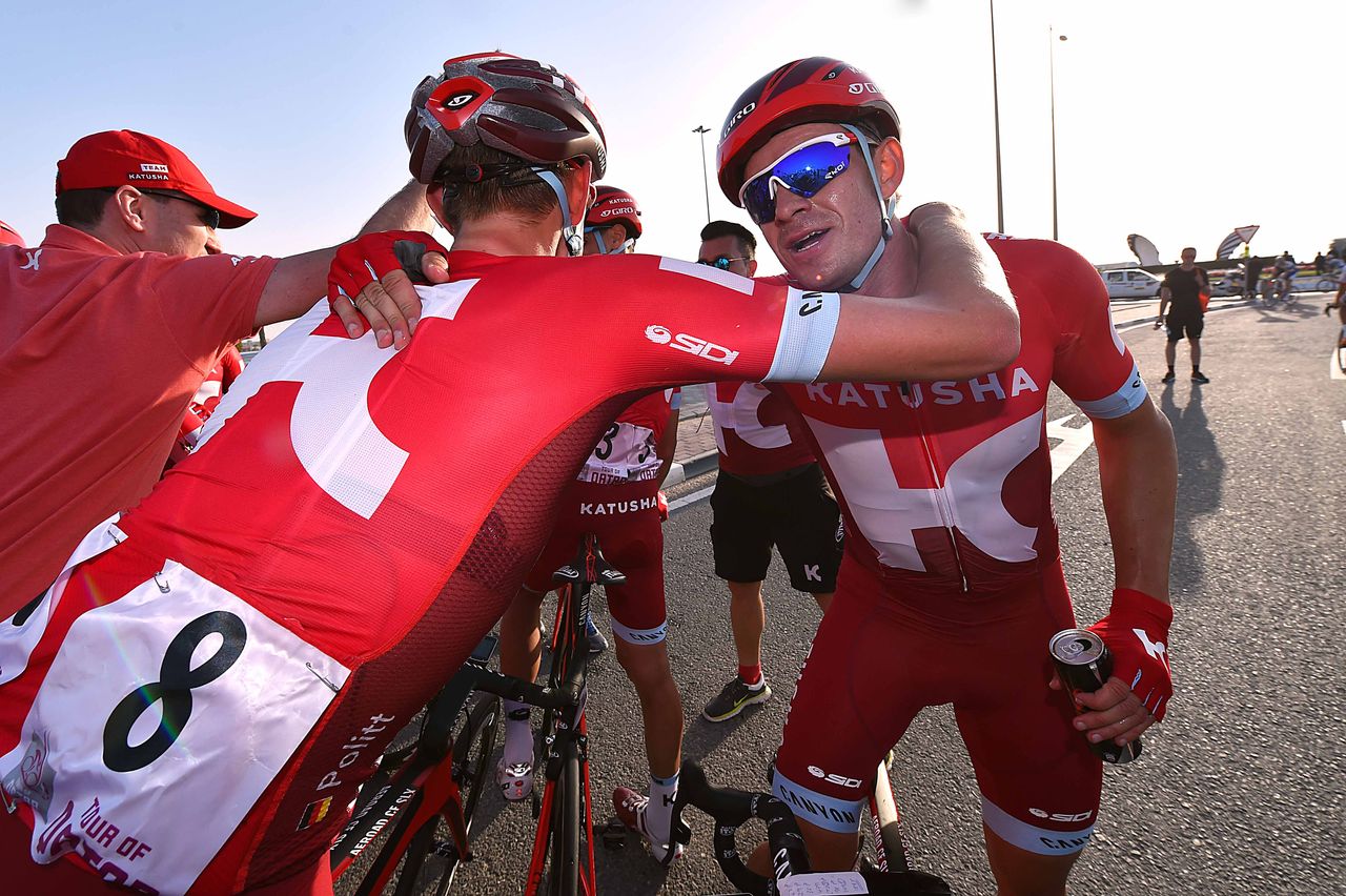 Katusha celebrate Kristoff's win