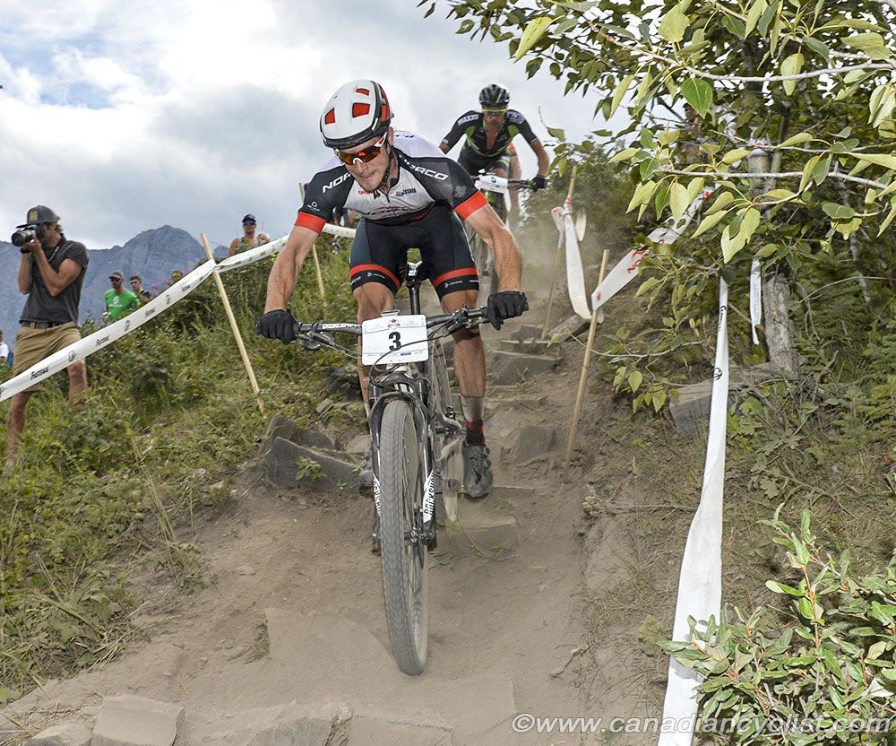 Peter Disera (Norco Factory Team) and Raphael Gagne (Cannondale 3Rox)