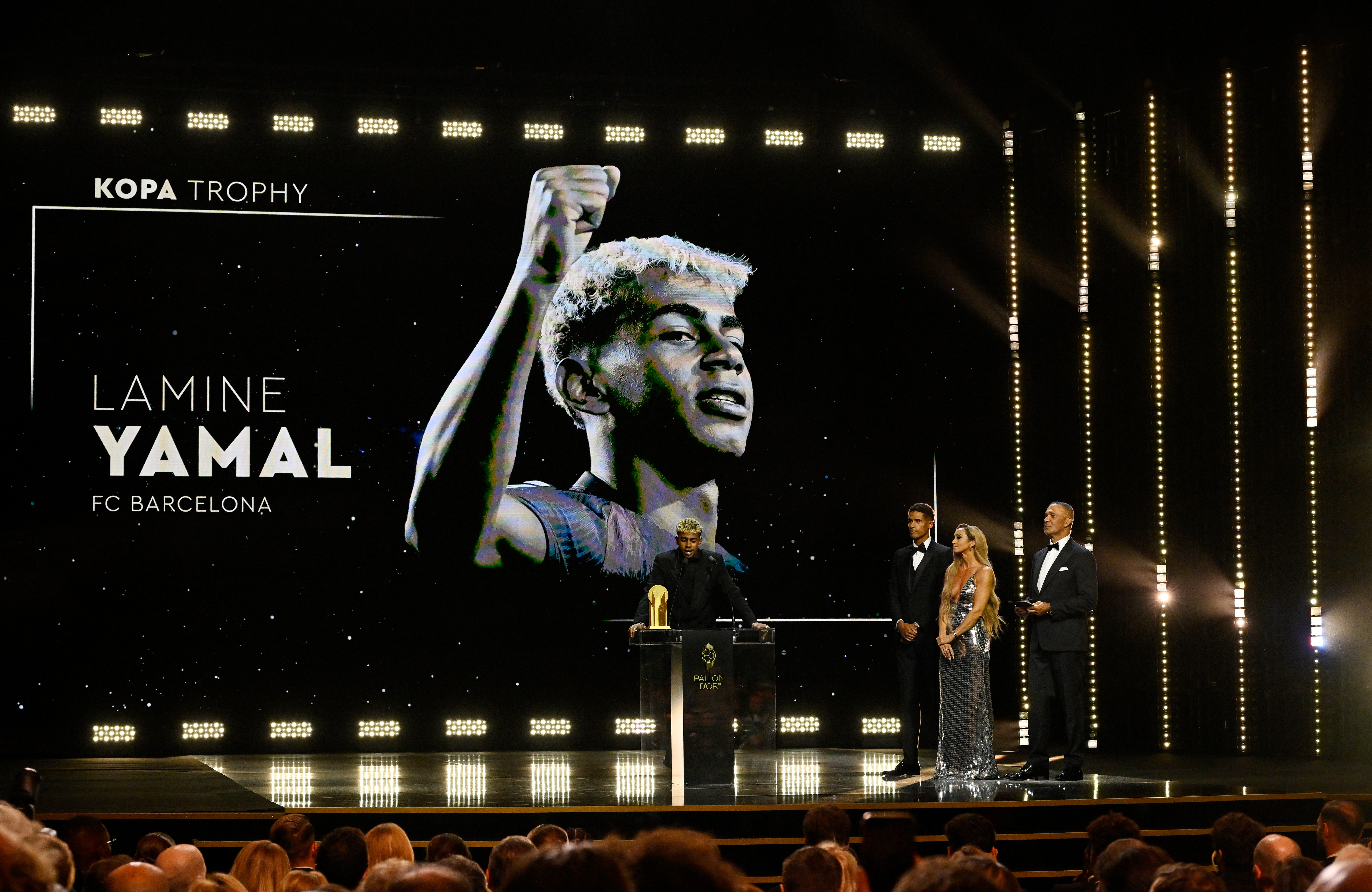 Lamine Yamal is recognised at the 2025 Ballon d&#039;Or ceremony