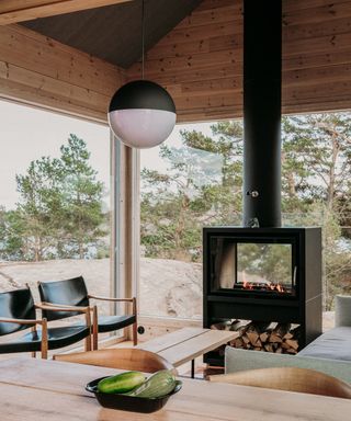 Inside Project Ö cabins living room
