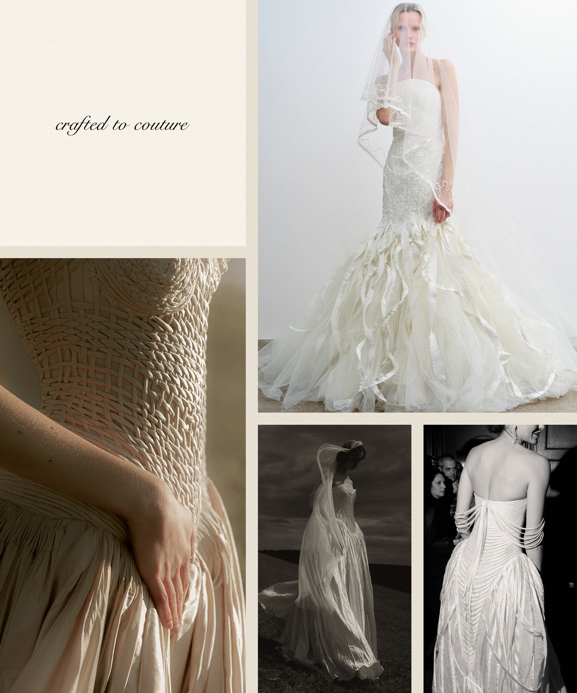 A collage of wedding gowns with immense craftsmanship.