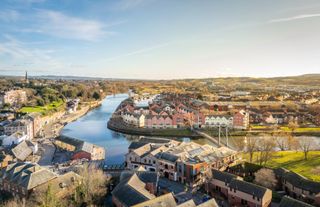 Aerial view of Exeter Quay in Exeter, Devon