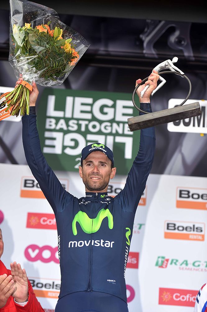 Alejandro Valverde (Movistar) on the podium