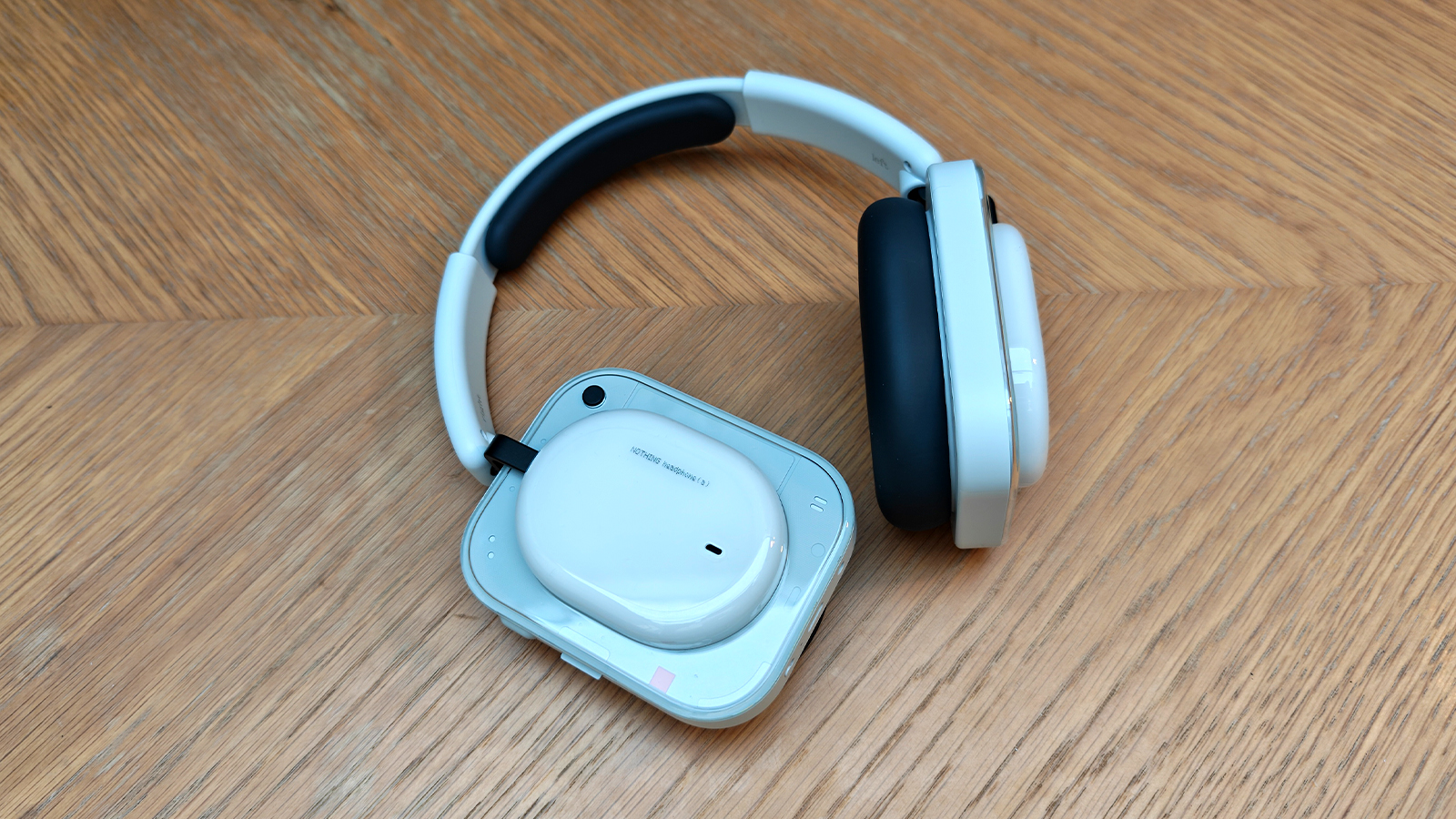 White headphones on a table