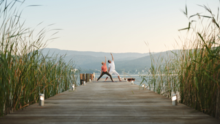 Yoga by the lake at Vivamayr.