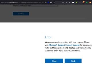 Windows ISO download error