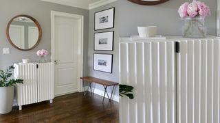 White fluted storage cabinet with textured detailing showcasing an inspirational IKEA IVAR hack