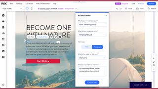 Wix AI Text creator on the Wix Editor dashboard