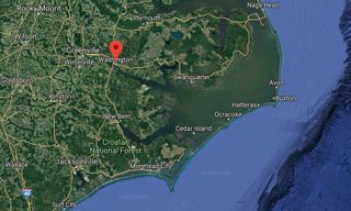 The town of Washington, North Carolina is about 30 miles up the Pamlico River from the coast.