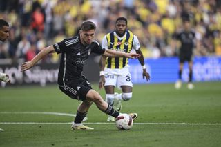 Semih Kilicsoy on the ball for Besiktas against Fenerbahce in April 2024.