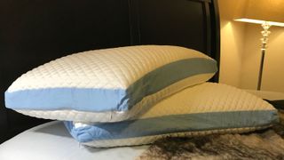 Two Pluto Pillows on a bed