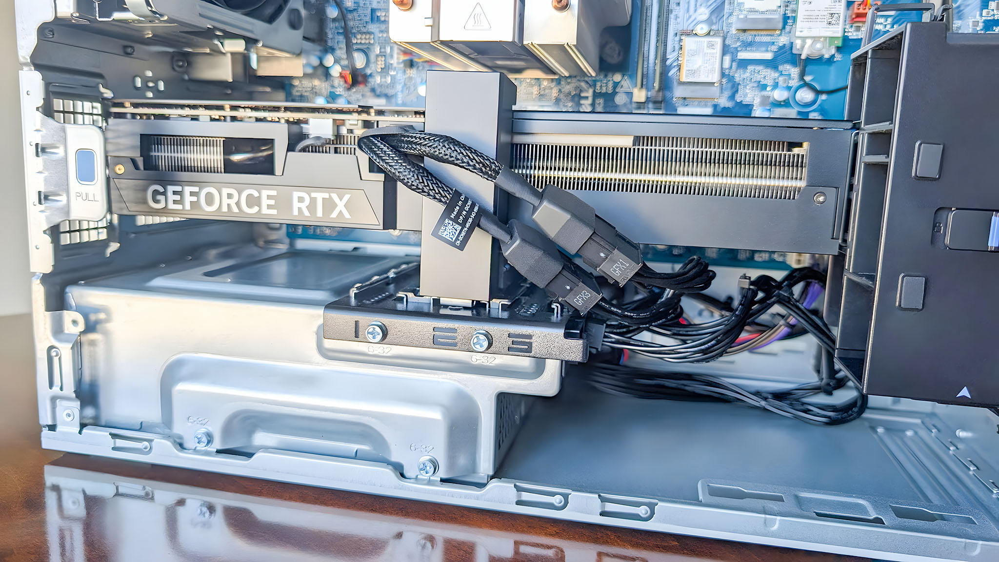 A closeup of the GPU inside the Dell Tower Plus EBT2250.