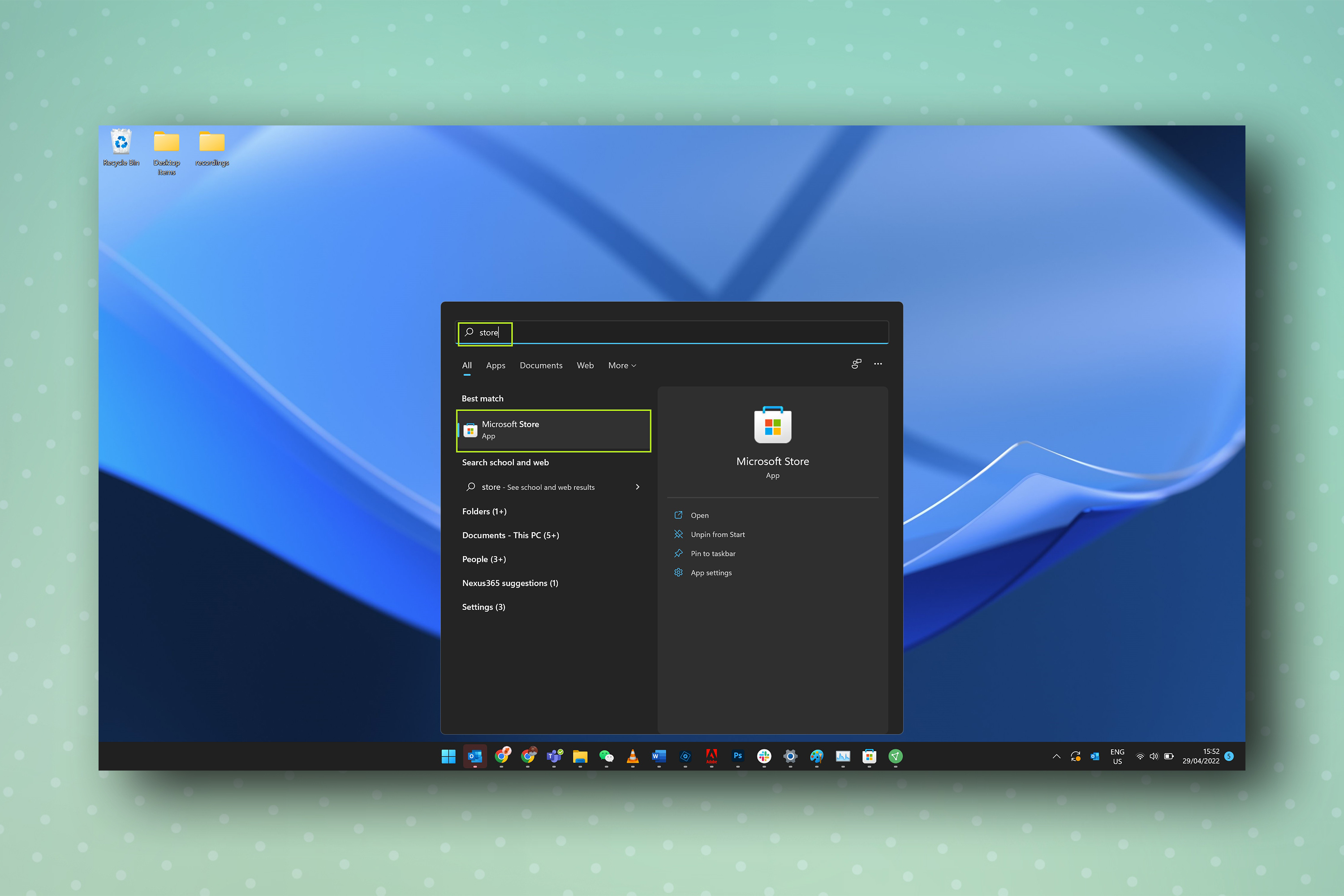 A screenshot of Windows 11, showing how to install Android apps on Windows 11