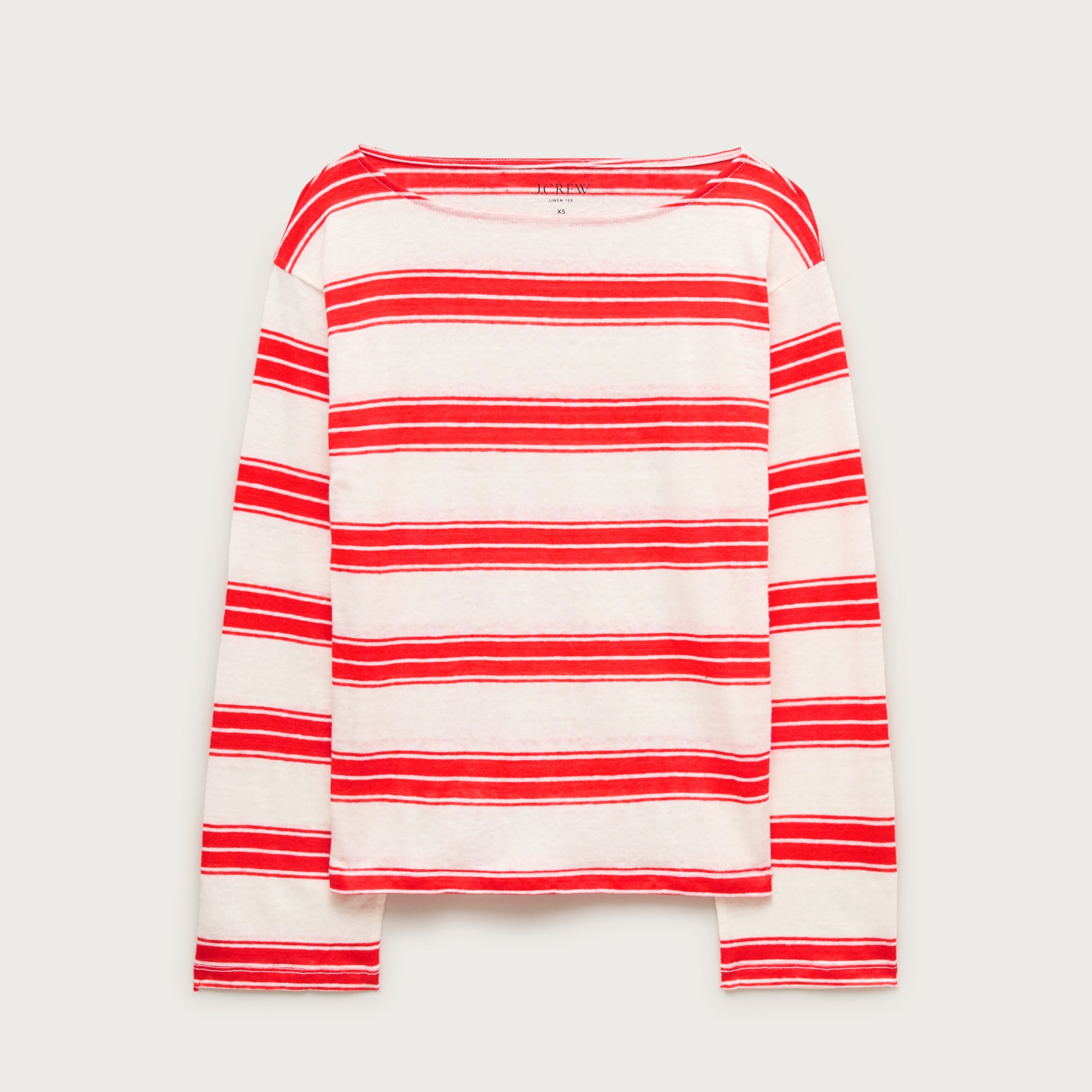 Relaxed Boatneck Linen Long-Sleeve T-Shirt in Stripe