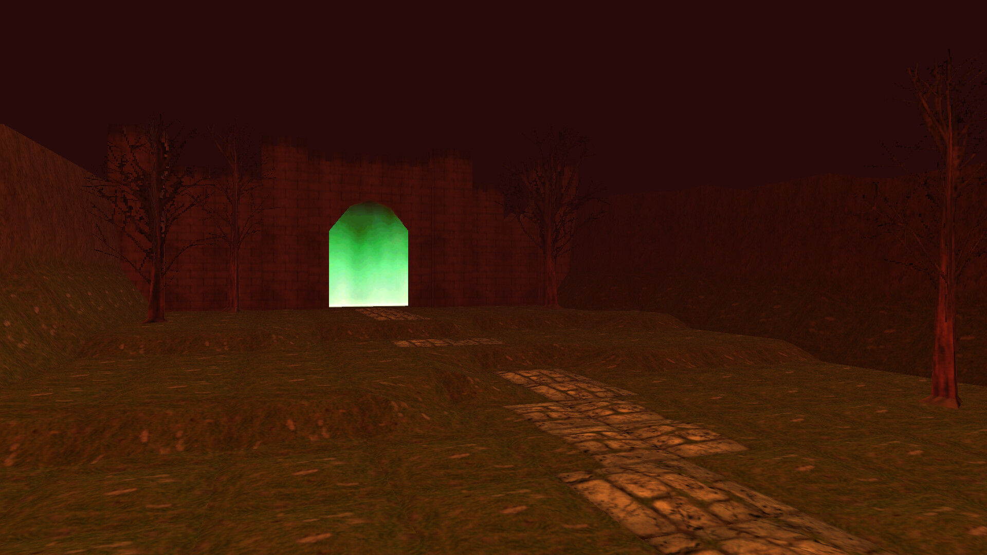 Gate with a green flame in red, the area