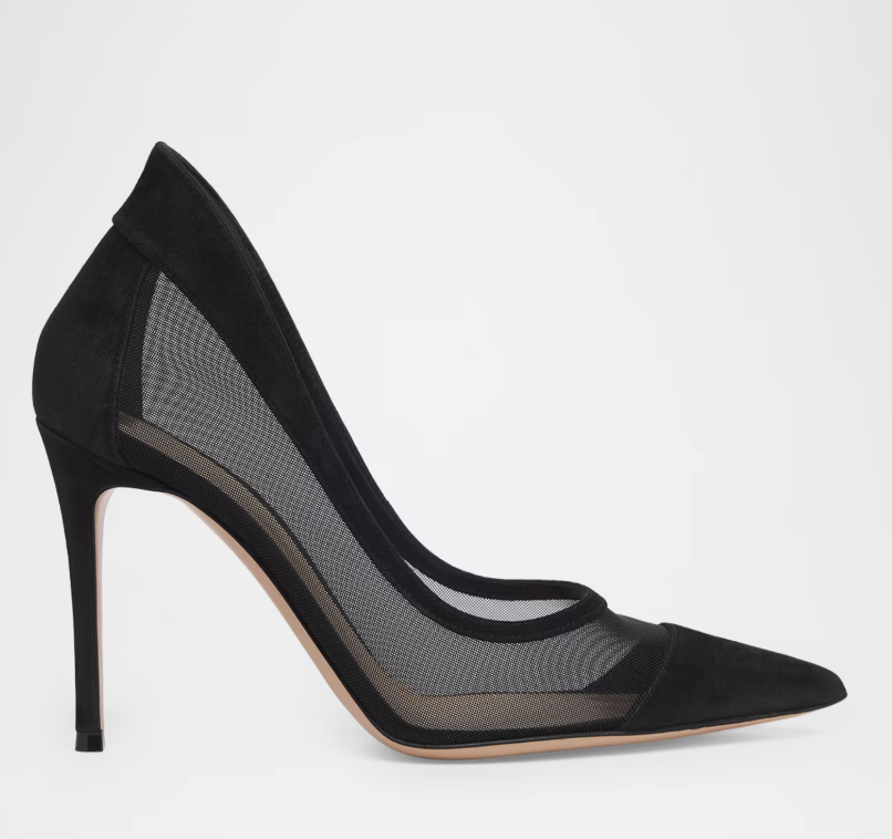 Gianvito Rossi, 95mm Mesh and Suede Pointed-Toe Pumps