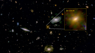 The galaxy GS-10578 as seen by the JWST is an early galaxy "starved to death" by its supermassive black hole