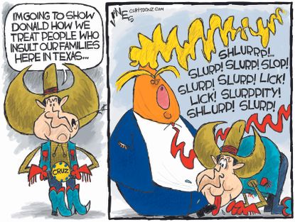 Political cartoon U.S. Ted Cruz Trump Texas election