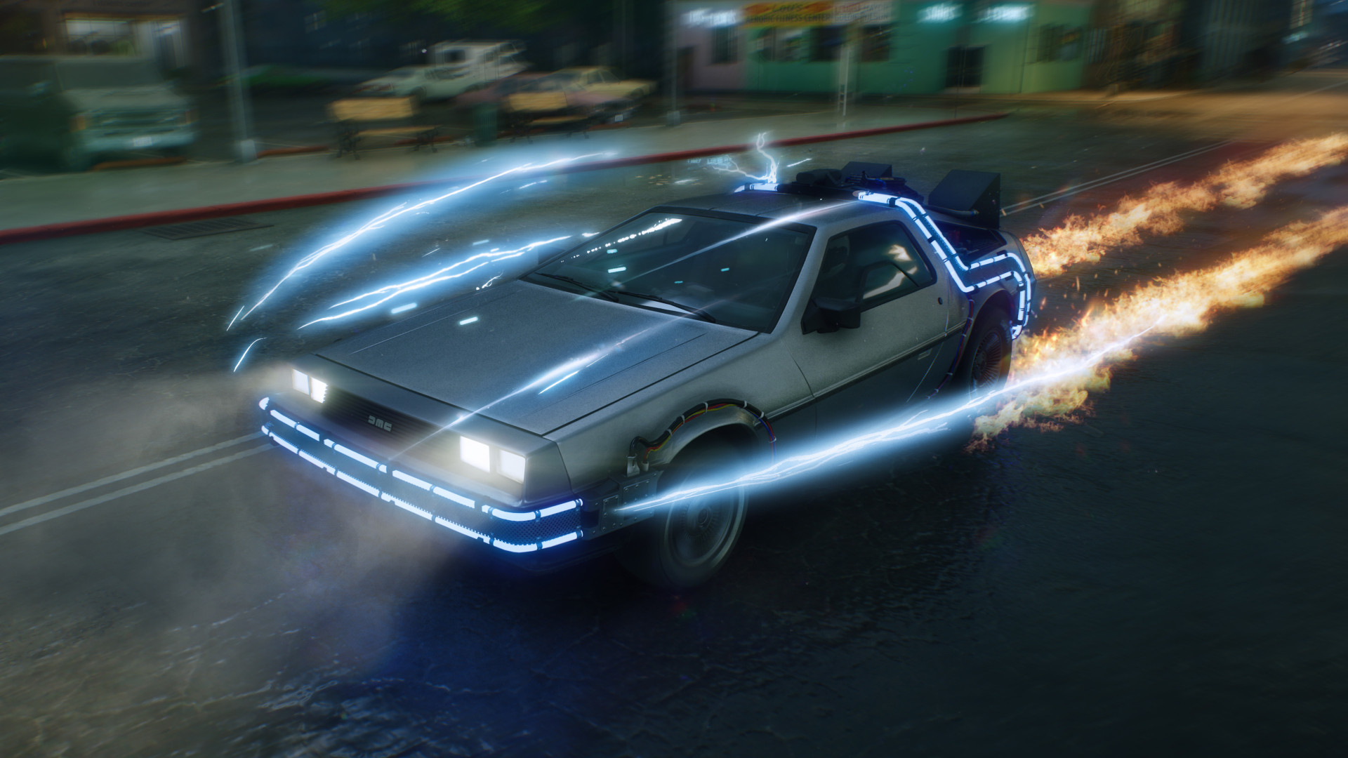 The Dorlorean from Back to the Future in Stuntman: Hollywood