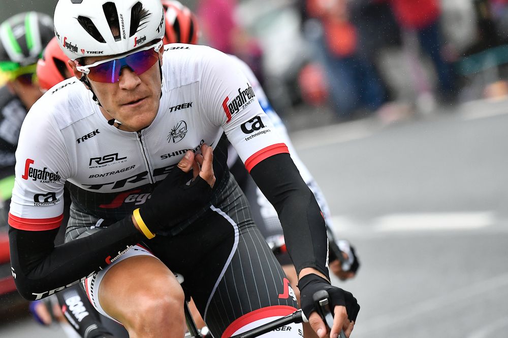 Jasper Stuyven leads a breakaway during the 183 km second stage of the 103rd edition of the Tour de France