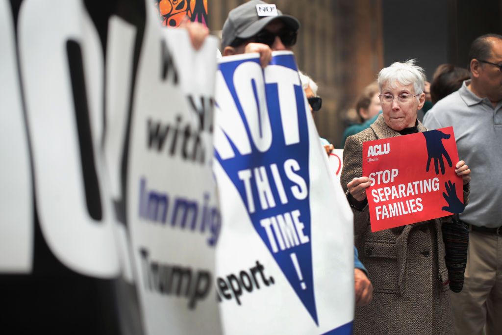 Demonstrators protest Trump administration policy that enables federal agents to separate undocumented migrant children from their parents at the border on June 5, 2018 in Chicago, Illinois. 