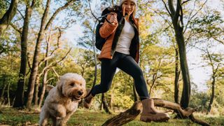 Woman walking with dog