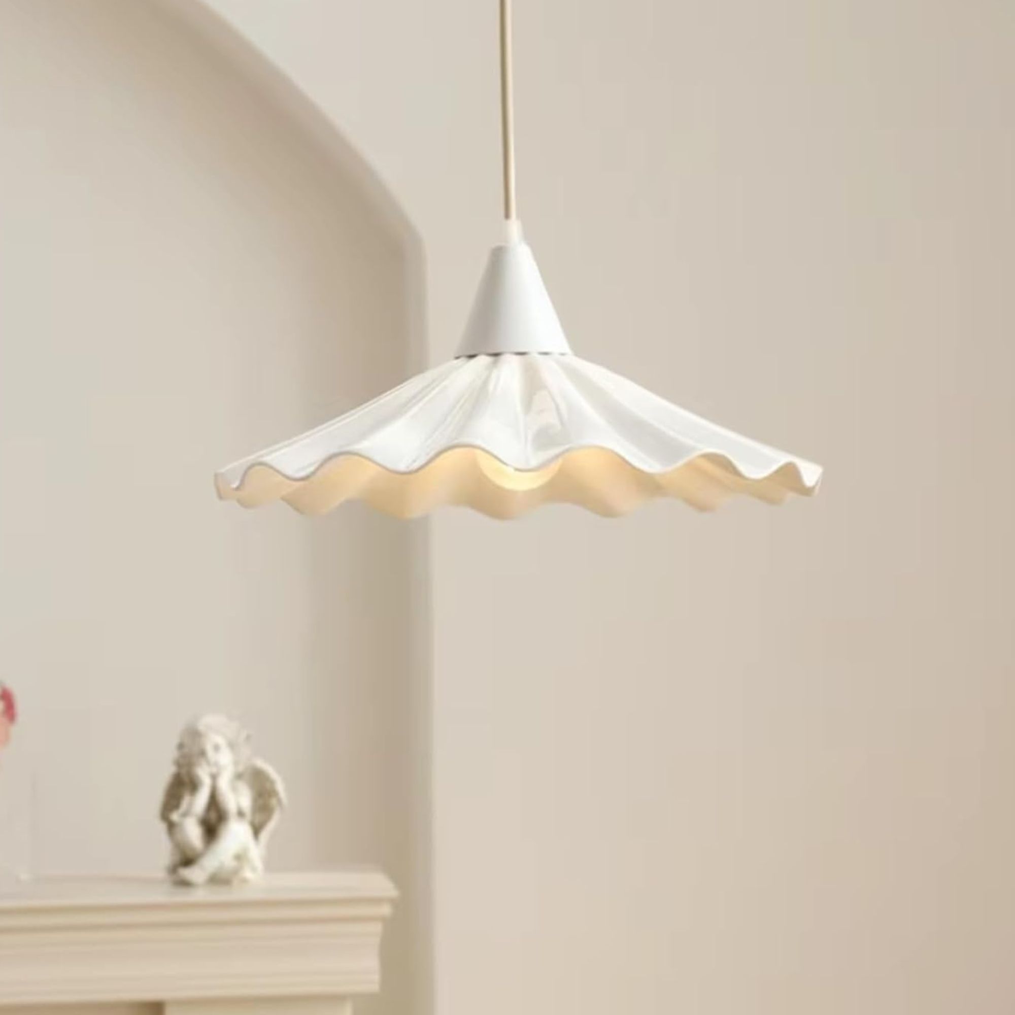 Fluted white ceramic lights