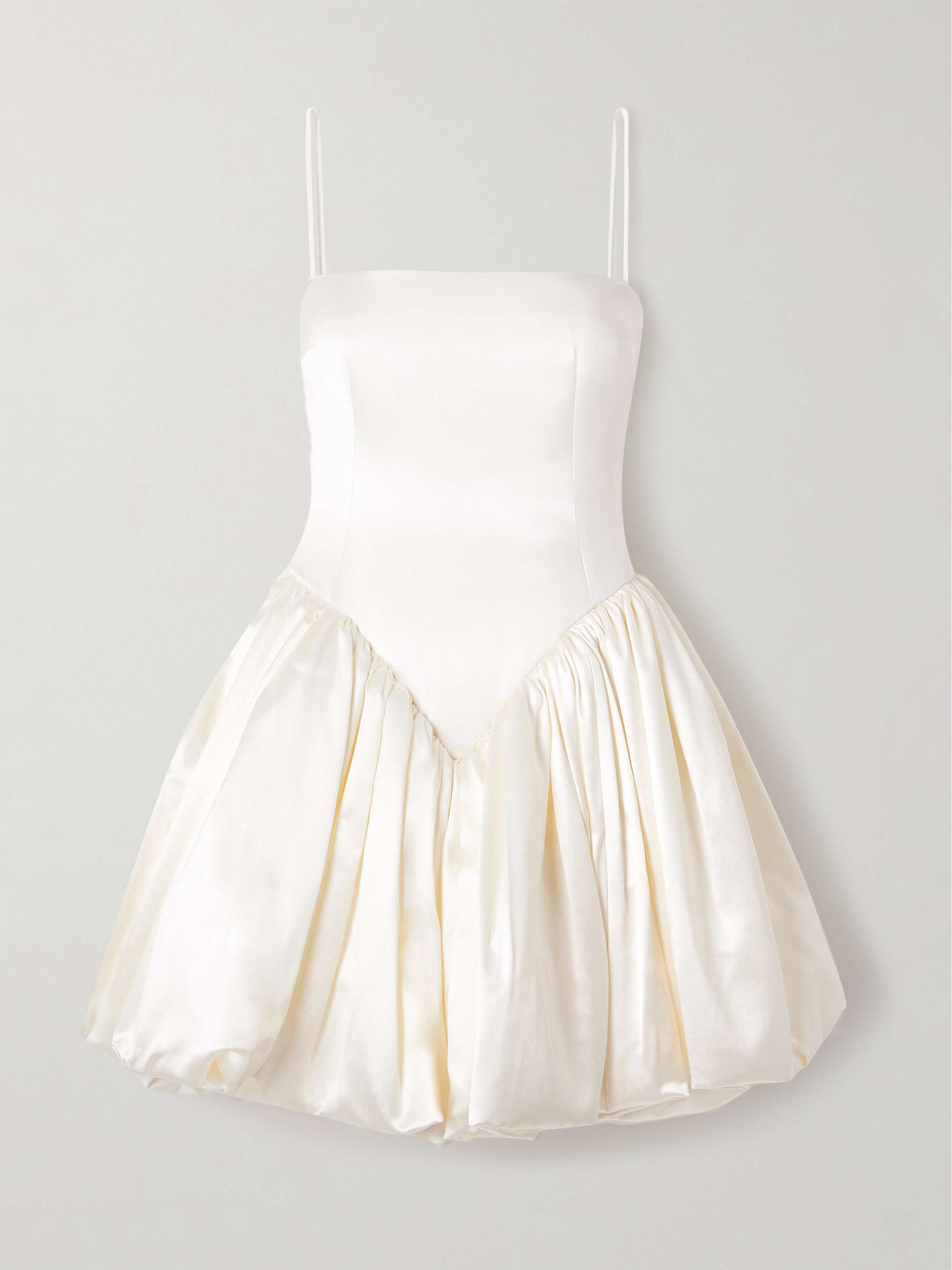 Birdie Gathered Silk and Wool-Blend Satin Bustier Mini Dress