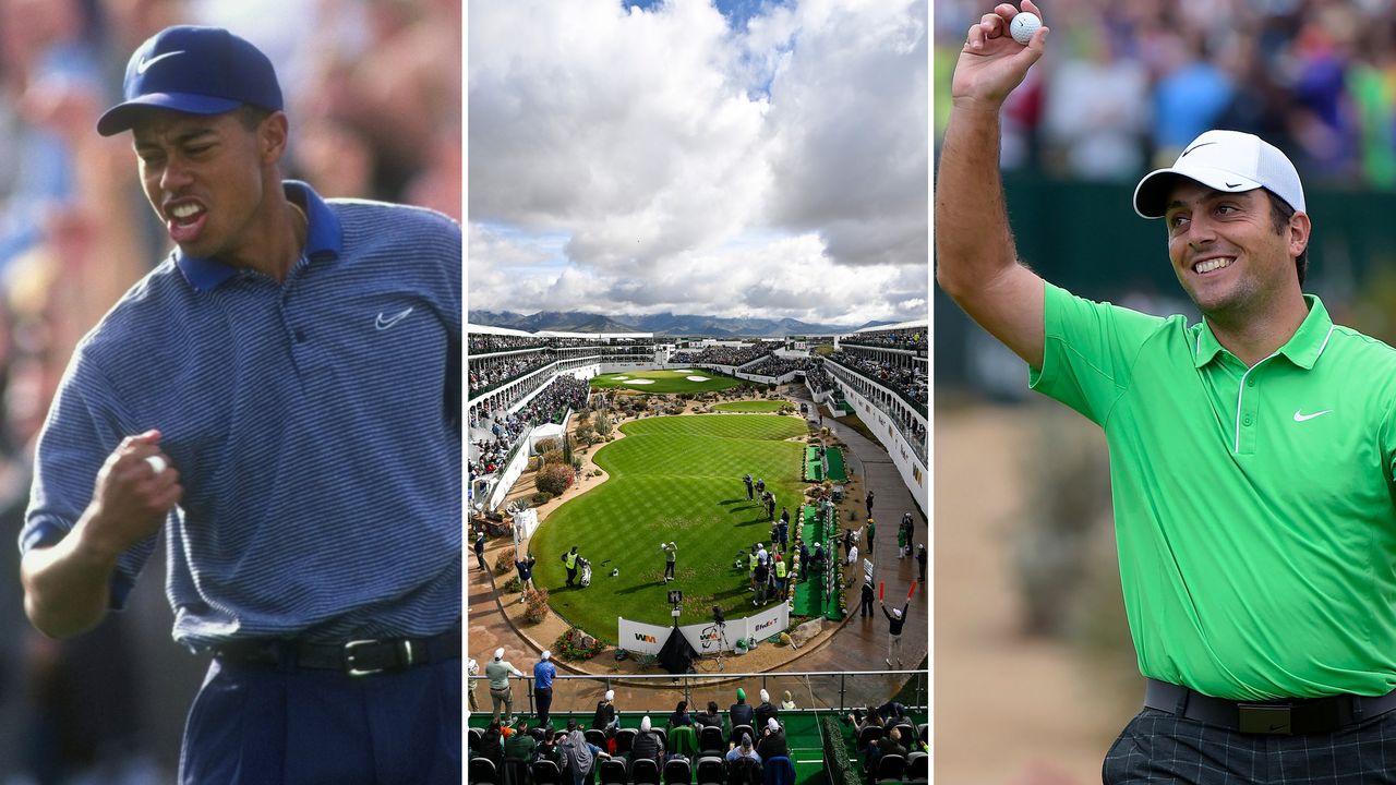 Images of Tiger Woods, the Stadium Hole at TPC Scottsdale and Francesco Molinari 