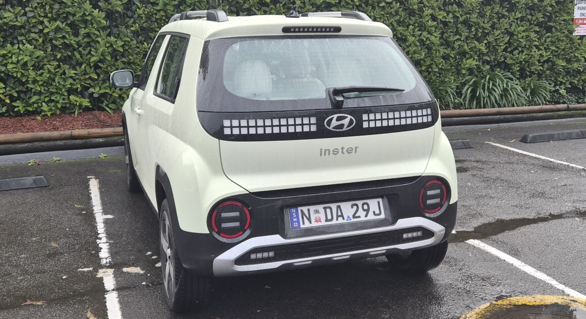 The Hyundai Inster parked in a carpark