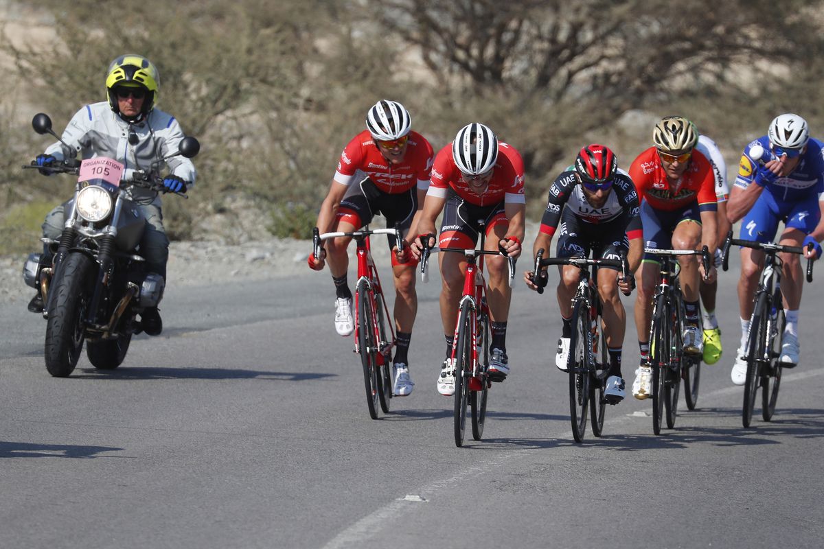 Trek-Segafredo digs in on the climb