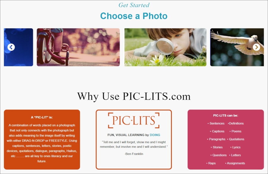 PIC-LITS Choose a photo webpage 