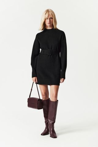 Belted Mini Knit Dress